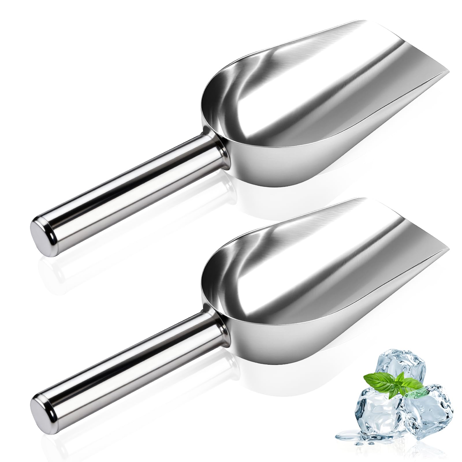Photo 1 of 1 Pcs Ice Scoop for Freezer, 6 Oz Metal Ice Scooper, Stainless Steel Small Scoops with Round Bottom for Ice Machine Kitchen Flour Bar Party Wedding Pet Dog Food