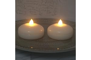Waterproof Flameless Floating Candle Battery Operated Flickering Electric Led Light with Timer, Warm White Tealight Home Outd