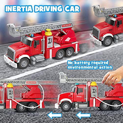 ORCHID M® Kids Fire Truck Toys for 3 4 5 6 Years Old Boys, Fire Rescue Vehicle with Shooting Water,Lights and Sounds