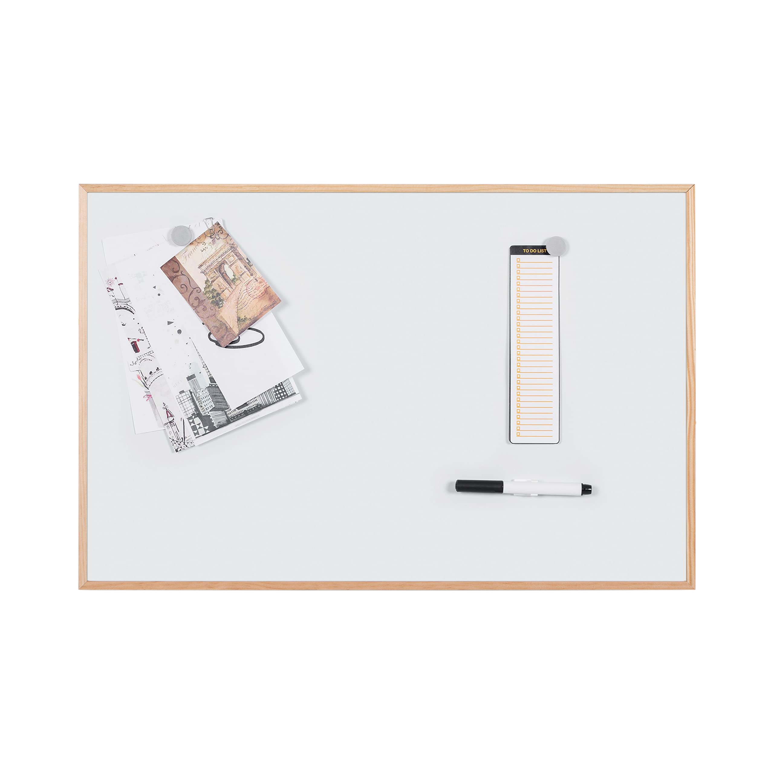 Bi-Office Earth New Basic Magnetic Whiteboard, 38,5x28,5cm, Lacquered Steel Surface, PEFC Pine Frame