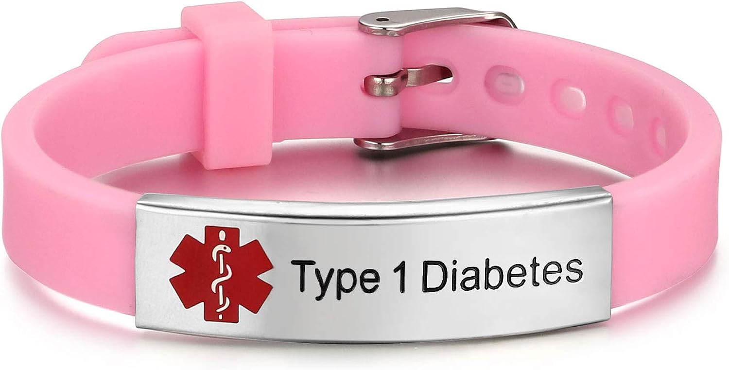 JF.JEWELRY Type 1 Diabetes Medical Alert ID Bracelet for Kids Adult