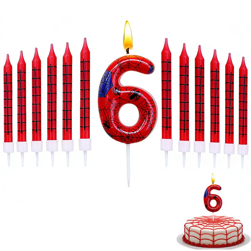 Spider Net Birthday Candles Numbers,Candle Numbers,Birthday Candles for Cake Theme Party Deco-6 * 3.2 * 3.8CM (6) โ image 1