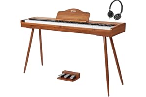 STRICH Digital Piano 88 Keys, Hammer-Action Weighted Keyboard, Full size Electric Piano Keyboard with Stand, 25Wx2 Speakers, Supports USB-MIDI/Wireless Connecting SDP-300S (Color Mahogany)