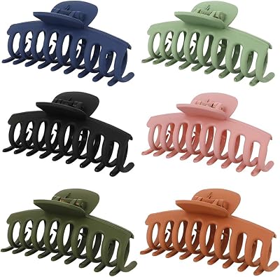 FANTESI 6 PCS Hair Claw Clips Big Claw Clips Non Slip Strong Hold 3.6 Inch