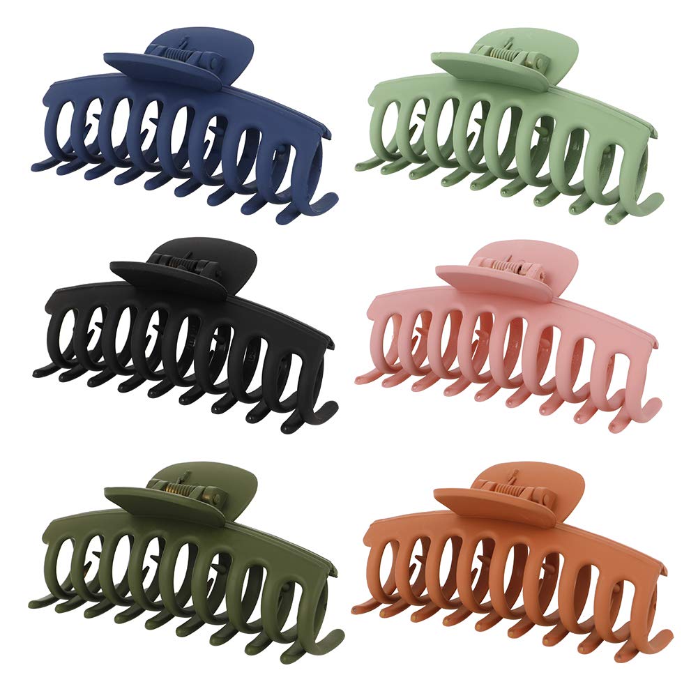 FANTESI 6 PCS Hair Claw Clips Big Claw Clips, Non slip Hair Clip Strong Hold Jaw Clips for Women and Girls Straight, Curly & Wavy Hair (3.6 Inch)