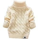 MODNTOGA Toddler Baby Boys Girls Knit Sweaters Cable Turtleneck High Collar Fall Winter Soft Warm Sweater Pullover Tops