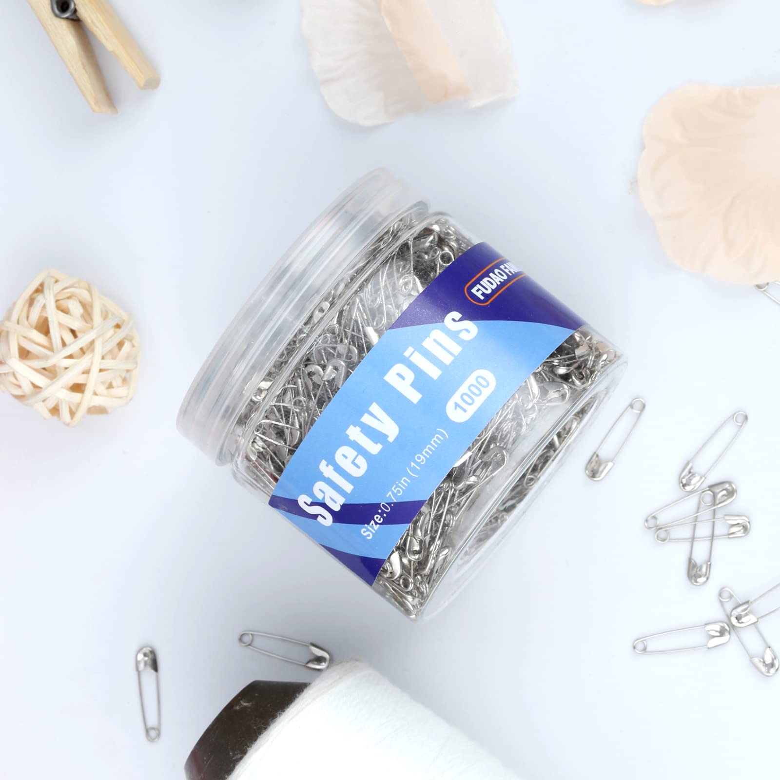 1,000 Pack Mini Safety Pins 0.75 inch (19mm), Small Safety Pins for Clothes, Tiny Safety Pin