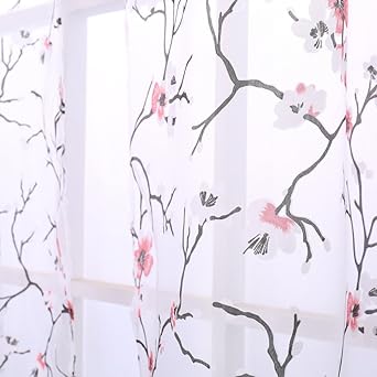 Ochine Sheer Curtains 1 Panel Burnt Out Yarn Curtain With Plum