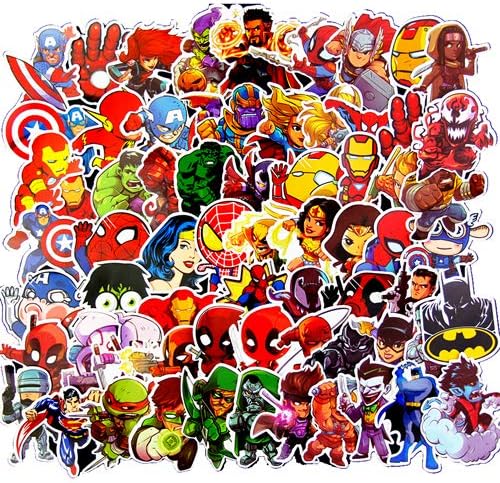 Vinyl Graffiti Stickers for Kids(100pcs),Superhero Cartoon Stickers for Kids,Waterproof Decals for Water Bottles,Teachers,Cars,Motorcycle,Bicycle,Skateboard(Not Random)