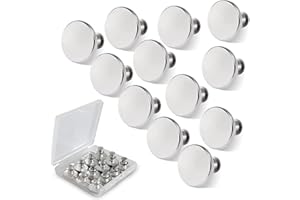 12 Sets Button Pins for Jeans, Jean Buttons Pins for Loose Jeans, No Sew and No Tools Instant Replacement Snap Tack Pant Butt