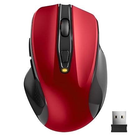 TedGem Kabellose Maus, Funkmaus 2.4G USB Wireless Maus, Tragbar Laptop Drahtlose Maus mit 6 Tasten, 5 einstellbare DPI 2400/2