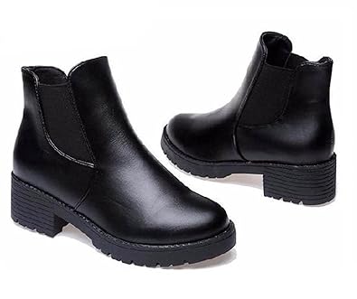 Amazon サイドゴアブーツ 黒 ショートブーツ フェイクレザー 4 5cm