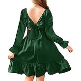 Arshiner Girls Dresses Long Sleeve Tie Back Fall Winter Off Shoulder Dress Kids Clothes