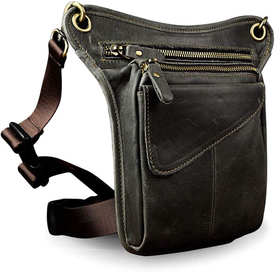 Xieben Leather Drop Leg Bag for Men Women Motorcycle Bike Riding Cycling Multi-Purpose Thigh Waist Fanny Pack Bum Pocket Hiking Sports Camping Pouch Deep Gray - Image 3