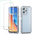 Yodueiv for Redmi 12 4G/Redmi 12 5G/Poco M6 Pro 5G Case with Tempered Glass Screen Protector, Crystal Clear Full Body 3 Layer Heavy Duty Protective Phone Cover for Xiaomi Redmi 12 Clear
