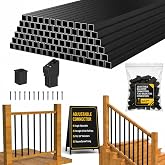 120 Pack 26" Square Aluminum Deck Balusters, Black Metal Deck Balusters with Flat &amp; Adjustable Angle Connectors, 3/4" Deck Spindles for Level and Stair Railing, Wood &amp; Composite Deck