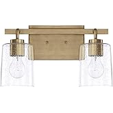 HomePlace Lighting 128521AD-449 Greyson Urban/Industrial Clear Seeded Glass Bathroom Vanity Wall Light, 2-Light 200 Total Wat
