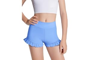 HASMES Girls Athletic Ruffle Shorts High Waisted Biker Shorts Dance Yoga Gymnastics 5-14Y