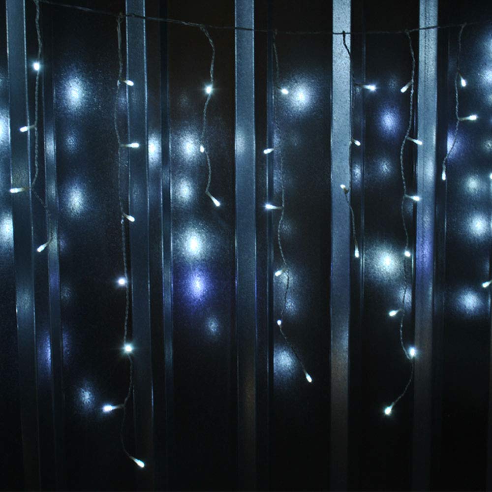 LightsGo Waterproof Cool White Icicle Christmas Fairy Lights 120 Lights 4 Metres Wide Plus Long Lead Cable - Safe Voltage (120 Lights 4M)