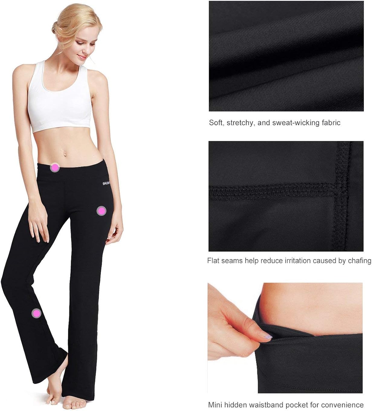 BALEAF Women's Bootcut Regular/Tall High Waisted Yoga Pants Bootleg Jazz Cotton Pants : Clothing
