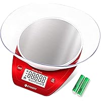 Etekcity 0.1g Food Kitchen Scale Bowl, Digital Grams and Ounces for Weight Loss, Baking, Cooking and Keto, 11lb, Red…