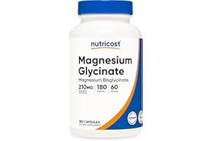 Nutricost Magnesium Glycinate Capsules (180 Capsules, 210 mg Per Serving) - Magnesium Glycinate Supplement for Gentle Absorption