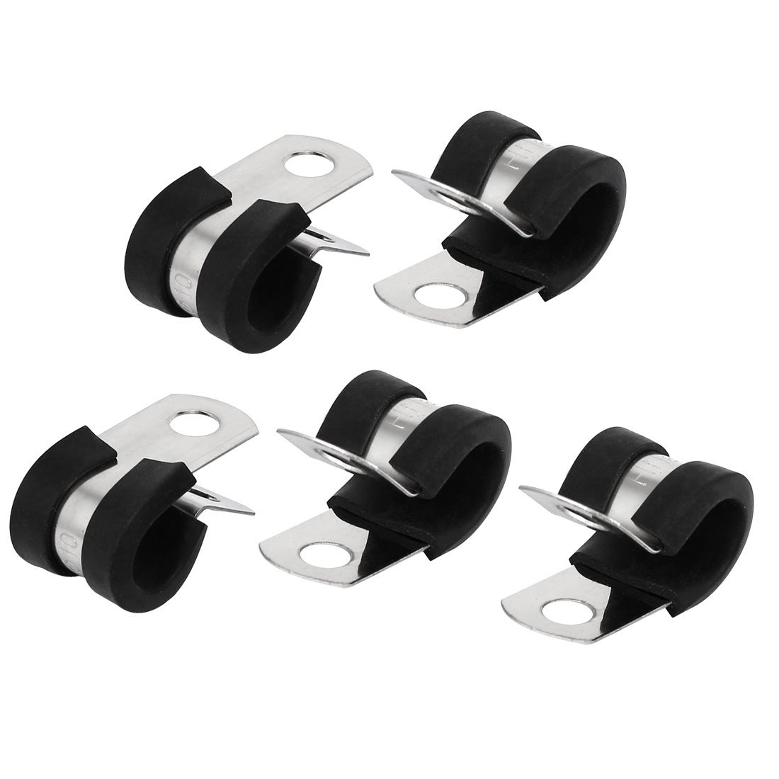 Sourcingmap 10mm Dia EPDM Rubber Lined P Clips Cable Hose Pipe Clamps Holder 5pcs