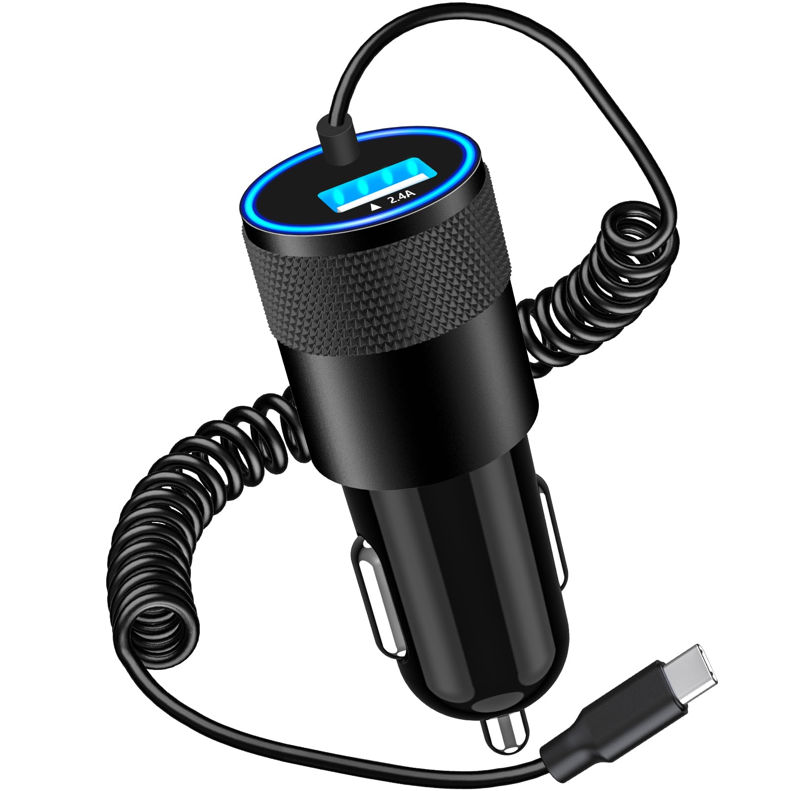 Photo 1 of [Apple MFi Certified] iPhone 17 Car Charger Fast Charging, Braveridge 4.8A USB Power Cigarette Lighter USB-C Car Charge + 6FT Type-C Coiled Cord for iPhone 17/17 Pro Max/16 Pro/15/Galaxy S25/S24/Pixel
