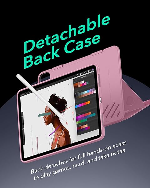 ESR FOR IPAD PRO 13 INCH CASE (M5/M4) 2025/2024, ROTATING CASE WITH REMOVABLE MAGNETIC COVER, ADJUSTABLE PORTRAIT/LANDSCAPE STAND, 9 STANDING ANGLES, SHIFT SERIES, PINK