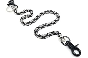 newtro STAINLESS STEEL Wallet Chain Men Women Boy Girl, Biker Motorcycle Pants Jean Punk Long Key Chain Black Silver SKZK