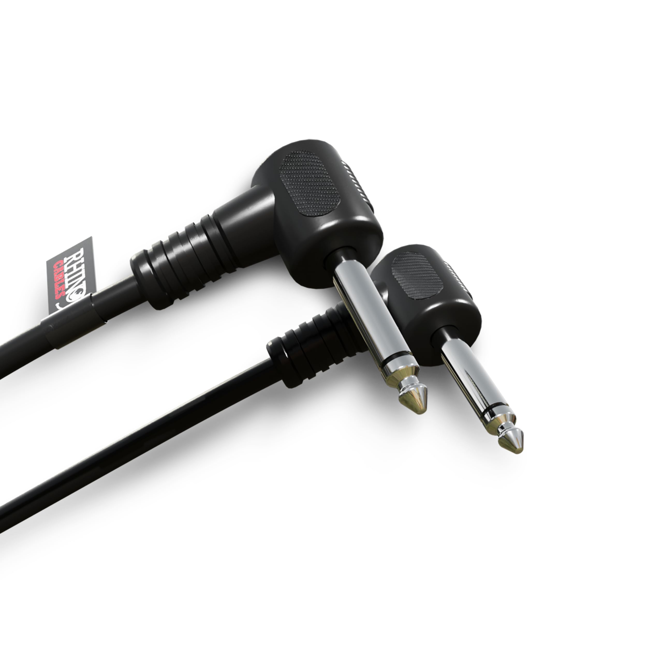 rhinocables Right-Angled Mono Jack Lead – 6.35mm Guitar & Instrument Cable for Amps, Pedalboards, Mixers & Keyboards | Pure Copper Signal Path with Strain-Reducing 90° Plug (Black, 6m) — image 1