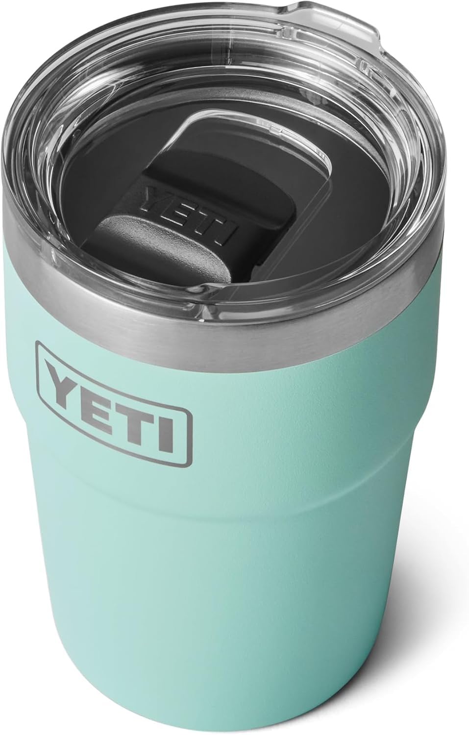 YETI Rambler 16 oz (473 ml) Stackable Cup with Removable Magslider Lid, Stainless Steel Vacuum Insulated Coffee Cup, Seafoam