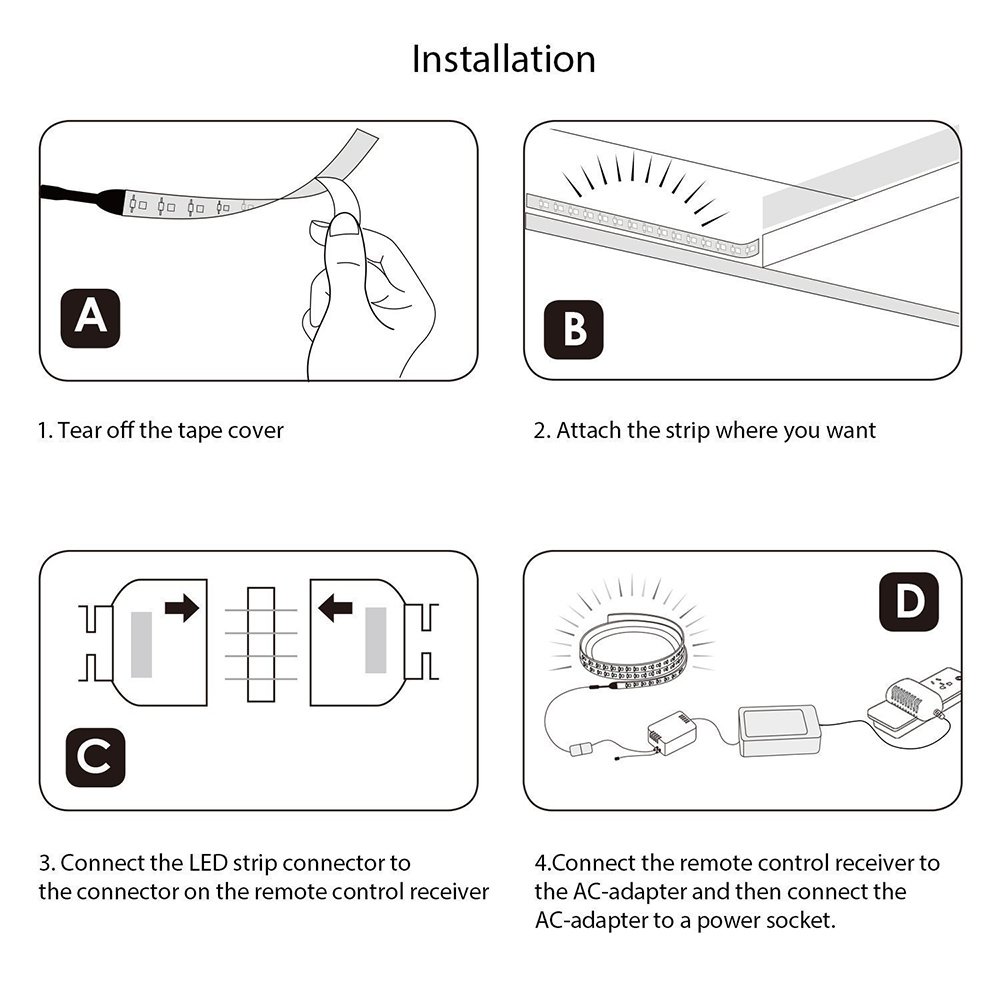 Guaiboshi 10M Tiras de Luz LED Strip Impermeable RGB 5050 SMD 600 LEDs DIY Stripes Flexible con 24V Adaptador de Alimentación + 44 Mando a Distancia Clave + Receptor Kit para casa, jardín, decoración [Clase energética A +]