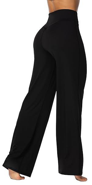 SUNZEL WOMENS FLARE YOGA PANTS WITH WIDE LEG AND HIGH WAIST TUMMY CONTROL BOOTCUT PANTS FOR WORKOUT EXERCISE RUNNING (30″, BLACK, M)