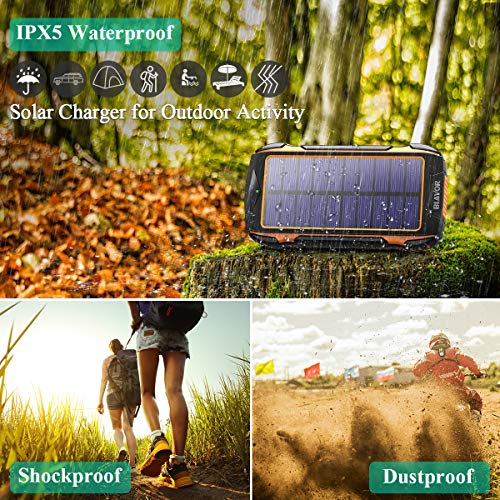 Solar Power Bank, BLAVOR Wireless Phone Charger, Portable Solar Powered