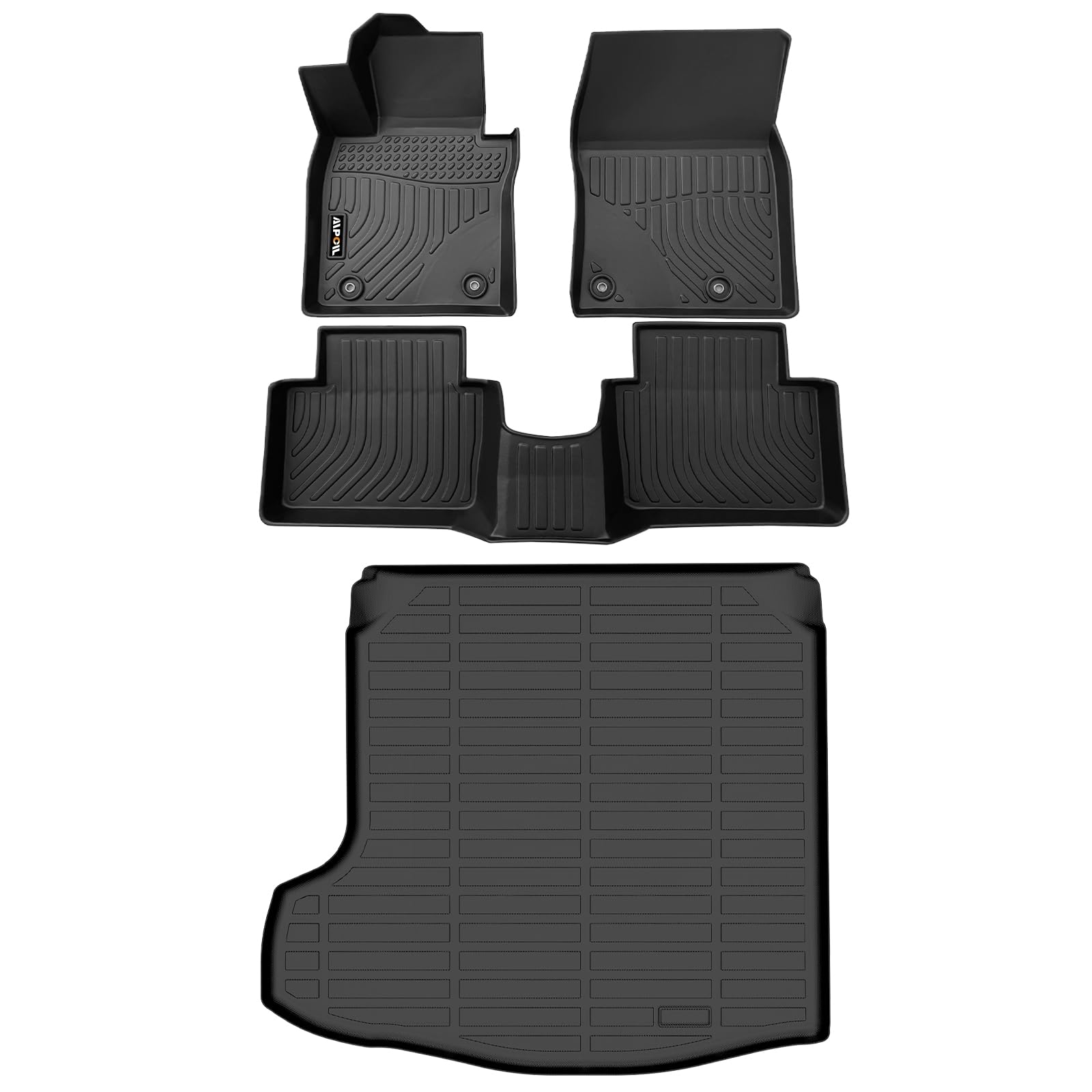 AIPOIL® Floor Mats & Cargo Liner Fit for 2019-2025 Mazda 3 (Only Sedan) All Weather Protection TPE Anti-Slip Automotive Full Set Custom Car Mats Accessories - Black Image