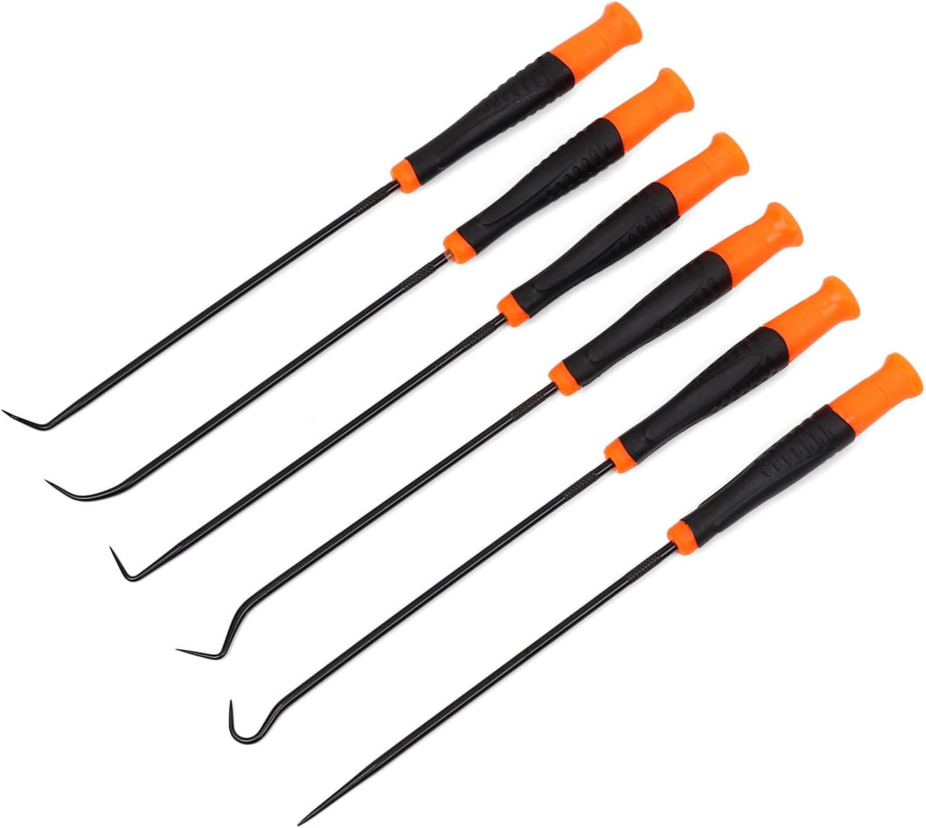 HORUSDY 6pc Pick Set & Hook Set Extra Long O-Ring & Seal Remover Soft Grip Assorted Shapes