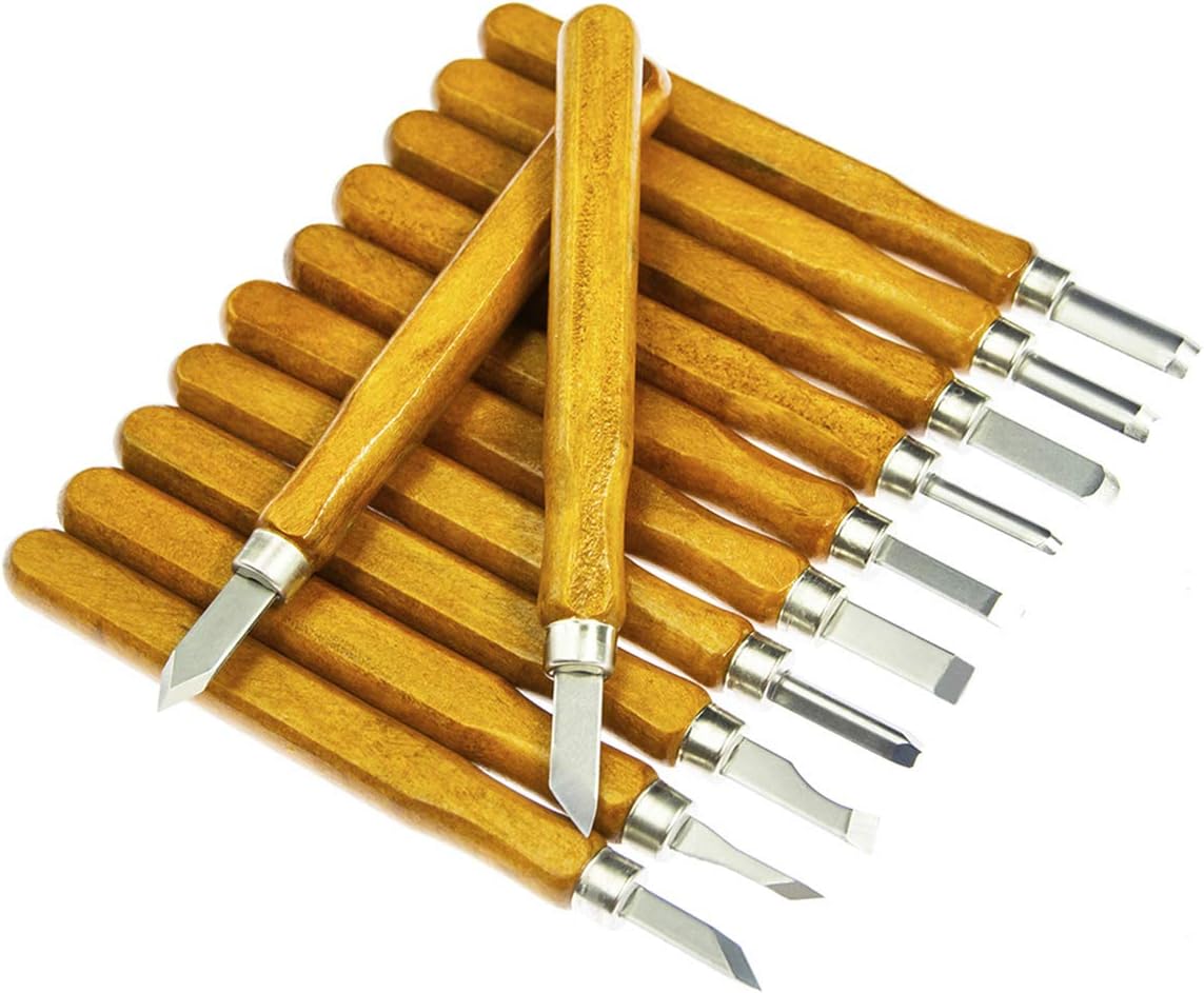 Convetu 12PCS Wood Carving Tools, Upgrade SK2 Wood Carving Chisel Set, Beginners Kids Mini Hand Carving Kit for Wax Soap with Plastic Carry Case