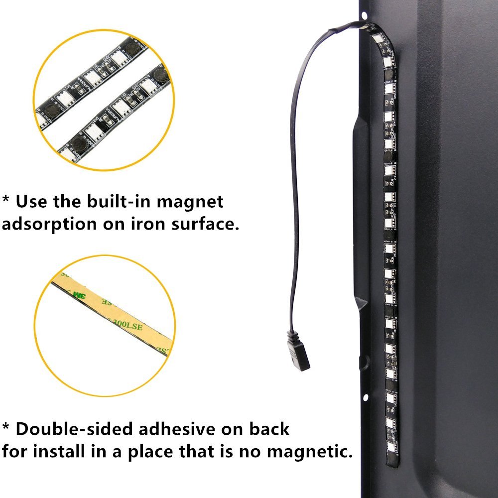 ATTAV RGB LED Light Strip Full Kit For PC Computer Case, Fixed