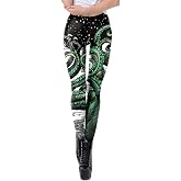 Women Steampunk Leggings Comic Cosplay Retro Punk Warrior Print Gothic Tattoo Stretchy Pants - Reg, Plus