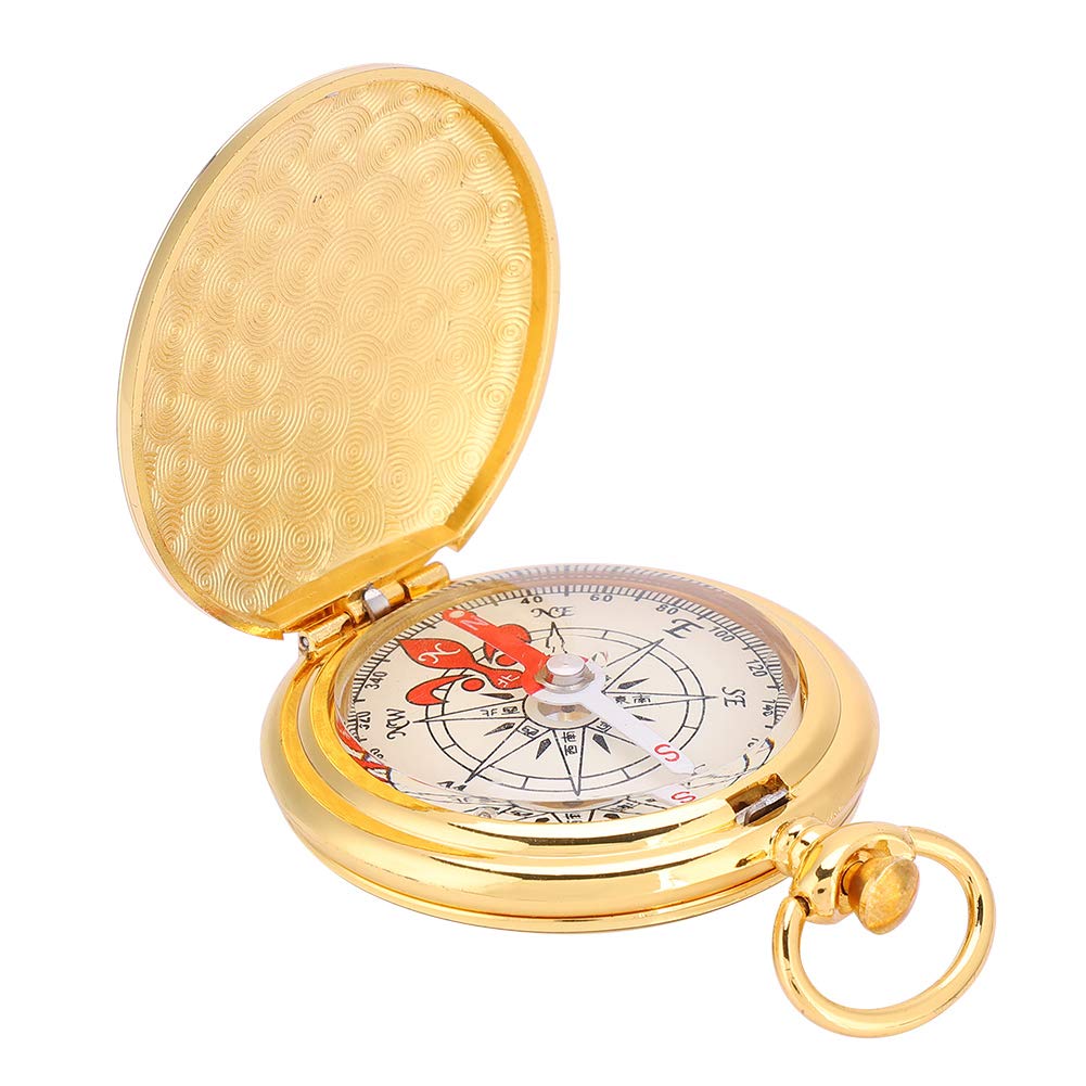 Brass Compass Pocket Watch Style Compass Ring Camping Navigation Direction Tool for Outdoor Camping Hiking and Emergencies