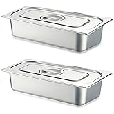 Ralahbeifm 2 Pack 1/3 Size Hotel Pan with Lid, 3.6 Inch Deep Stainless Steel Steam Table Pan Serving Pans for Restaurant, Kitchen, Party, Hotel, Food Buffet Event