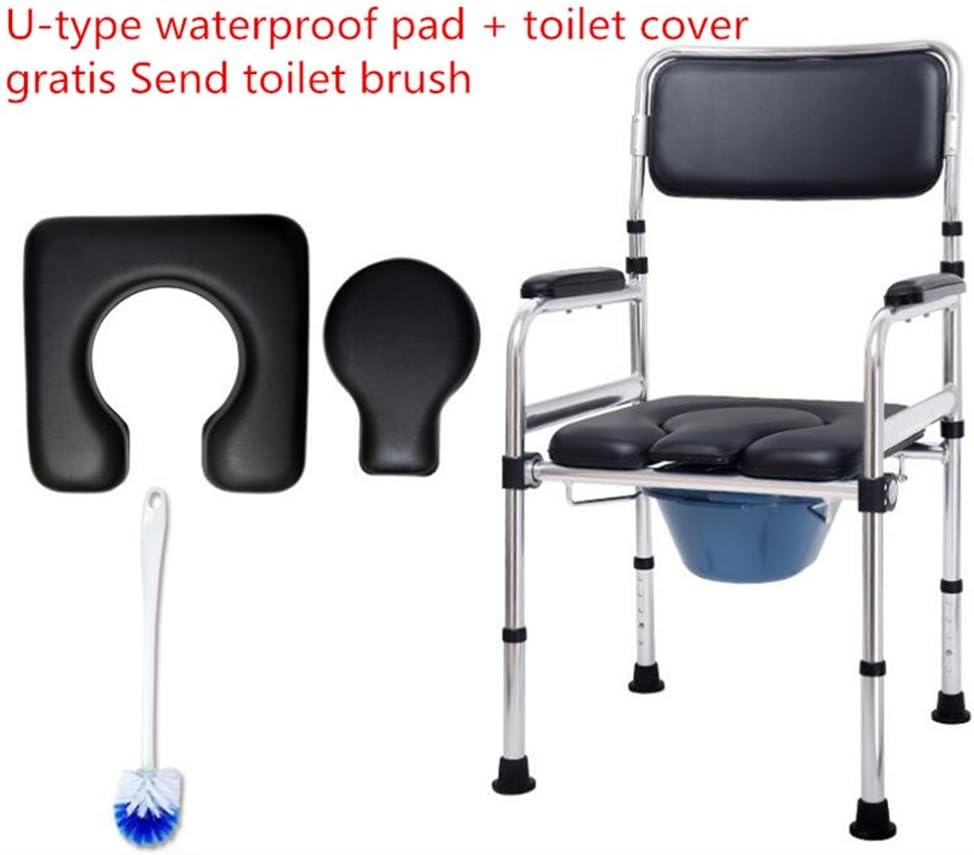 HYHAN Folding Commode Chair Aluminium Bathroom Toilet Seat Seat Toilet Bathroom Chair Disability/Elderly Mobility Aid Walking Chair? Included Wheel/No Wheel Two Options ?