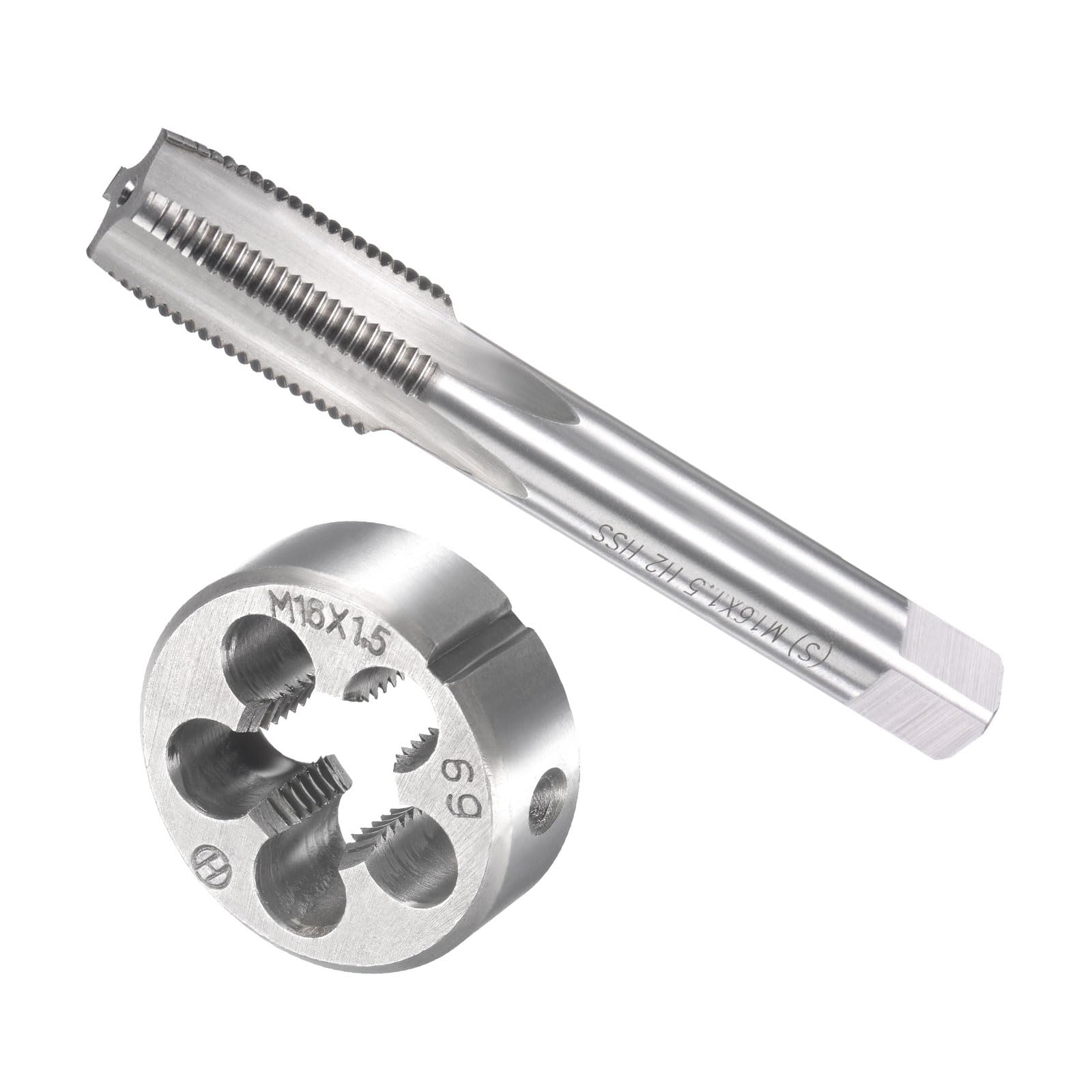CoCud Tap and Die Set, M16 x 1.5 Thread, Metric High-Speed Steel Machine Screw Tap & Round Die Tool Kit - (Applications: for Threading Tapping Repairing), 1-Set