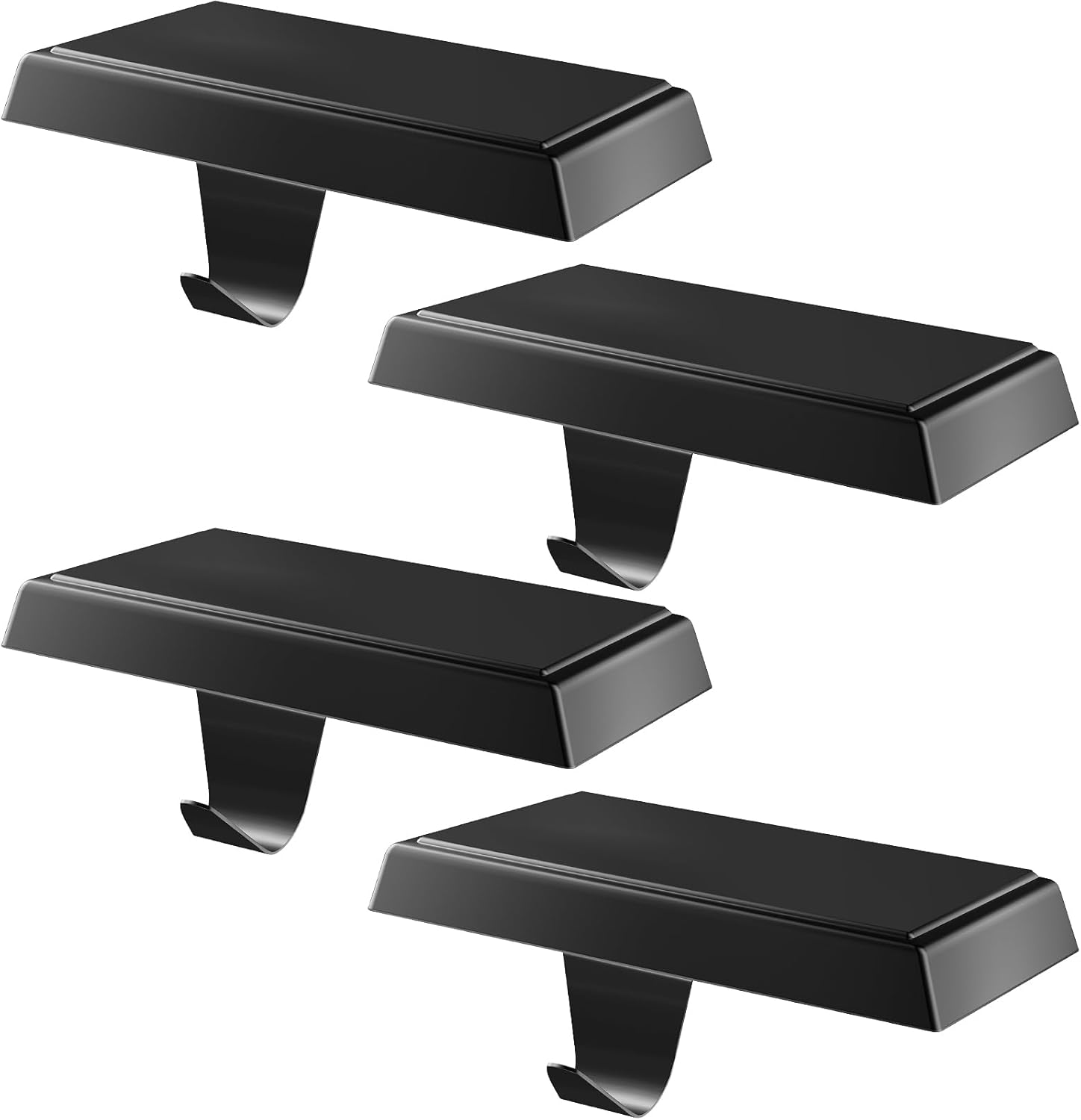 Stockings & Holders - Tcevily 4-PCS Christmas Stocking Holder Bases - Mantel Stocking Hangers Hanging Hooks for Fireplace Stand Hanger Holder Weighted Hangers for Xmas Holiday Decoration (4, Black)