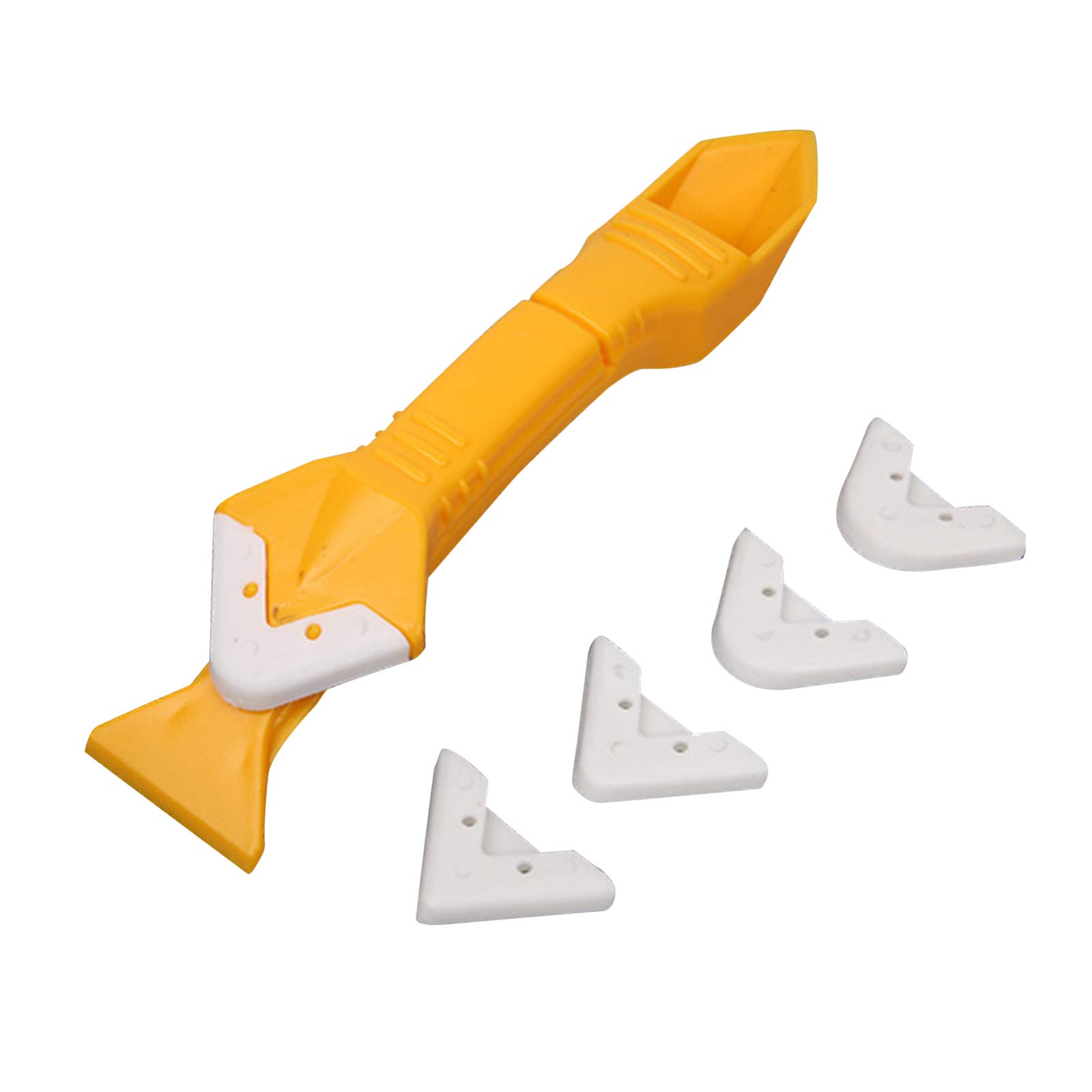 Glass Scraper Set,Marjory Glass Glue Angle Scraper 3 in 1 Caulking Tools Silicone Sealant Finishing Tool Grout Scraper with 5 Replaceable Pads For Ceramic Clean Kitchen Stoves Window Seam Repair Tool