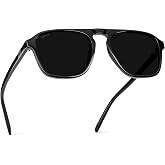 WearMe Pro Emerson Men's Polarized Aviator Sunglasses, Square Frame, UV400 | Shatter-Resistant Lenses, Lightweight Durable Frame, 5-Barrel Metal Hinges, Includes Microfiber Pouch for Cleaning/Storage