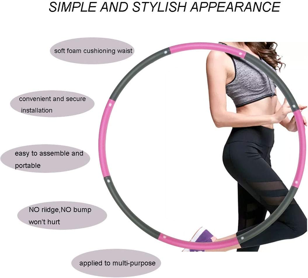 Hoola Hoop for Adults,Weighted Hoola Hoop for Exercise-2lb,8 Section Detachable Design-Professional Soft Fitness Hoola Hoop(Pink-Gray): Sports & Outdoors