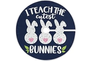 PFREWN Easter Cute Bunny Tree Skirt 36" Heart Rabbit Peeps Flowers Christmas Tree Skirts Green Plaid Happy Easter Day Xmas Mat for Holiday Festival Party Decor