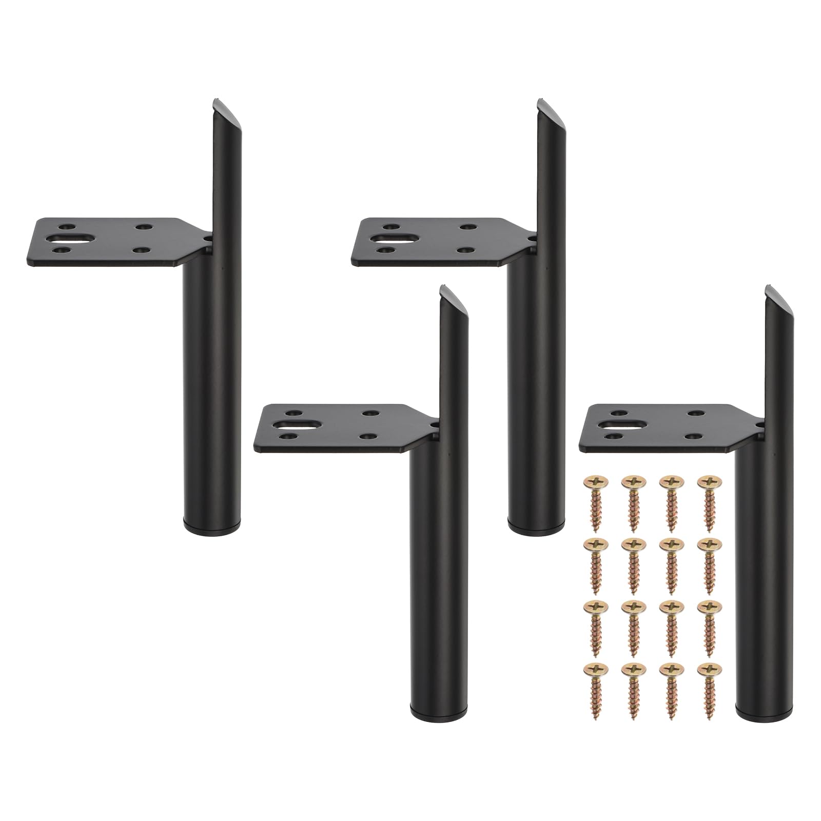 Uxcell 4PCS Metal Furniture Leg Replacement Couch Legs Cabinet Feet Black Modern Furniture Legs DIY Sofa Feet with Screws for Cupboard Table (5 Inch, Black)